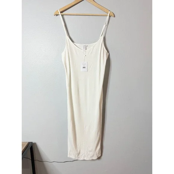 Andie The Barreta Dress Waffle Bamboo White‎ Slip Dress Midi XL - Picture 2 of 8